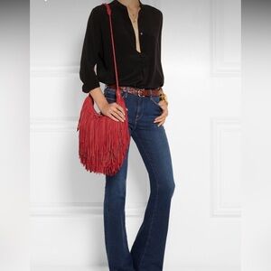 Zara Red Fringe Crossbody / Shoulder Bag